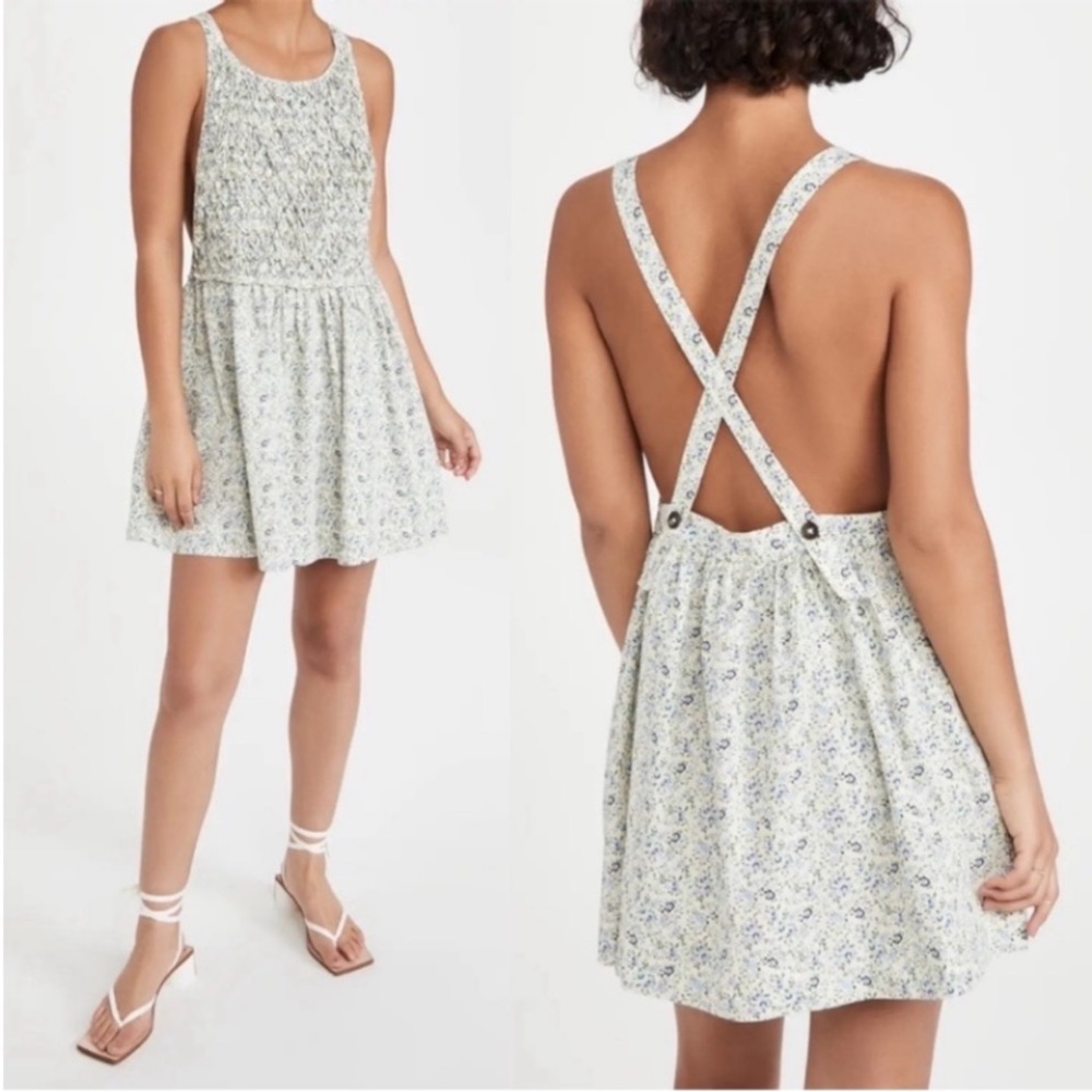 Free People Petunia Floral Print Sleeveless Mini Dress Tea Combo Size XL NWT